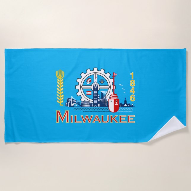 Toalla de playa de bandera de la ciudad de Milwauk (Anverso)