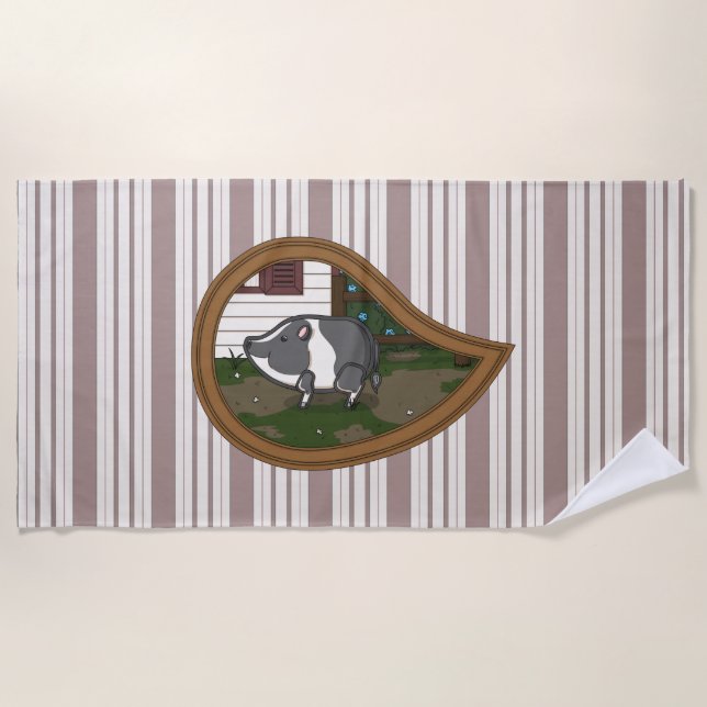 Toalla de playa de Basil el cerdo (Anverso)
