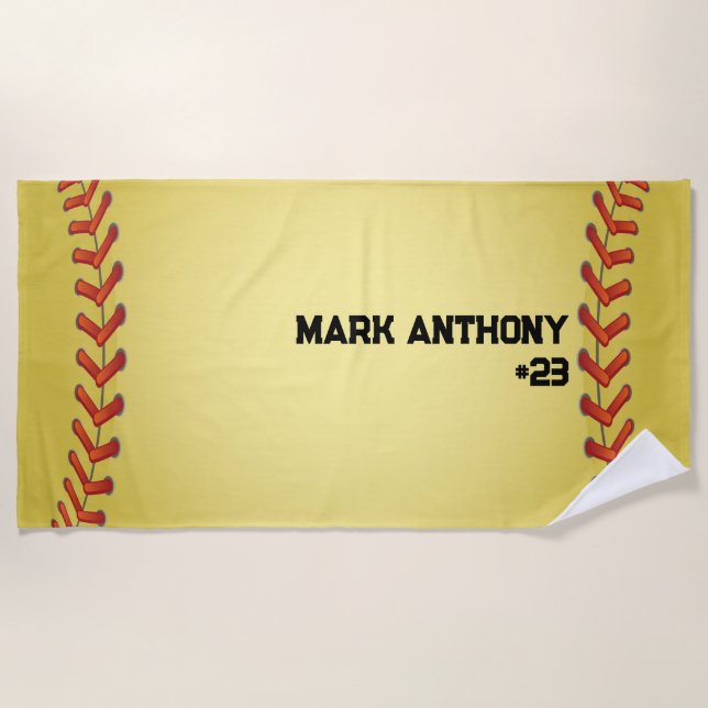 Toalla de playa de béisbol/Softball2 personalizada (Anverso)