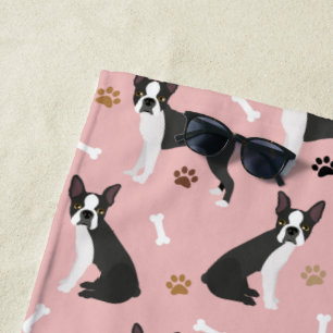 Toalla de playa de Boston Terrier Bones y Paws