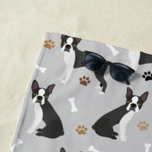 Toalla de playa de Boston Terrier Bones y Paws