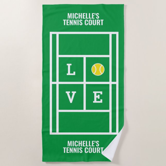 Toalla de playa de cancha de tenis con nombre pers (Anverso)
