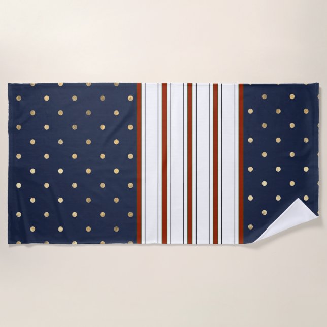 Toalla de playa de Candy Cane Stripes & Polka Dots (Anverso)