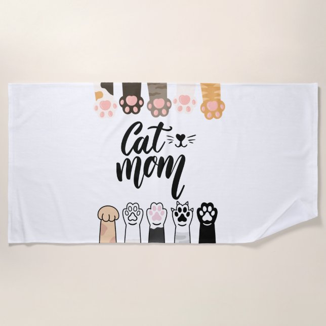Toalla de playa de Cat Mom - Toalla Cute Cat Paws (Anverso)