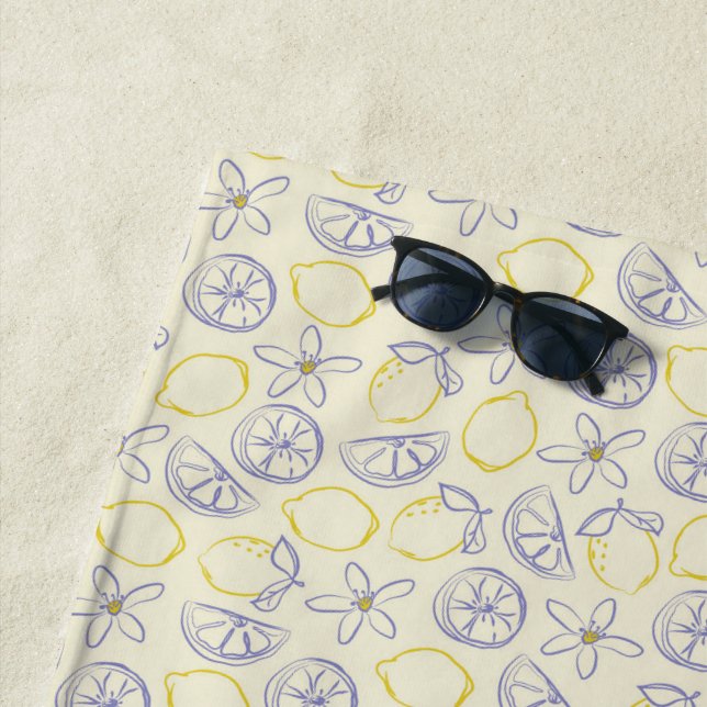 Toalla de playa de Citron Doodle Pattern (In situ)