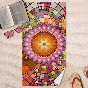 Toalla de playa de color abstracto Art Mandala Mos