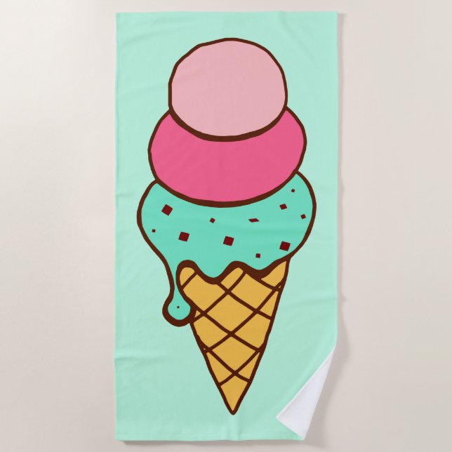 Toalla de playa de cono de helado de menta regalo (Anverso)