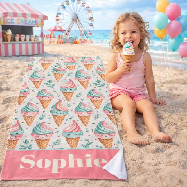 Toalla de playa de cono de helado pastel (Subido por el creador)