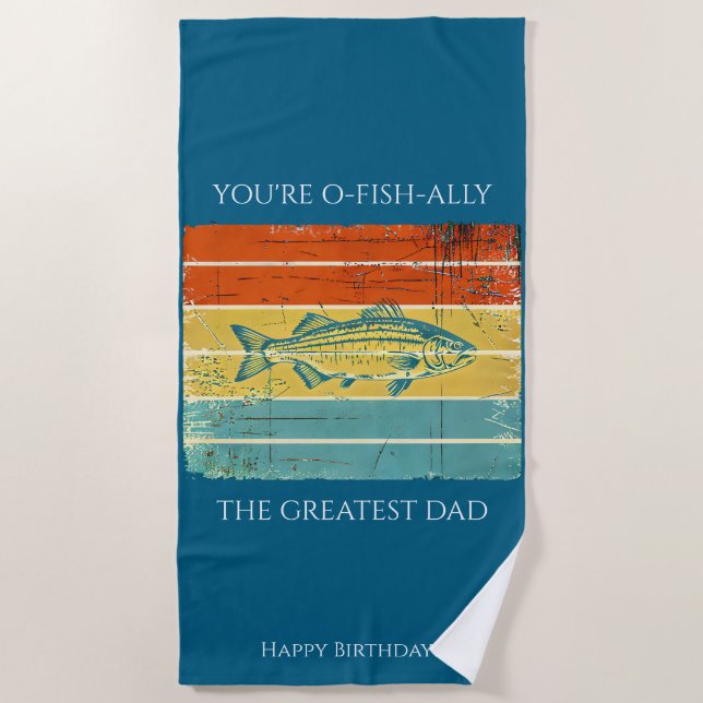 Toalla de playa de Dad personalizada (Anverso)