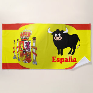 Toalla de playa de diseño con bandera de toro espa