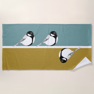 Toalla de playa de diseño de aves minimalistas
