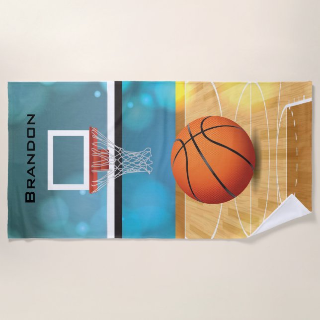 Toalla de playa de diseño de baloncesto (Anverso)