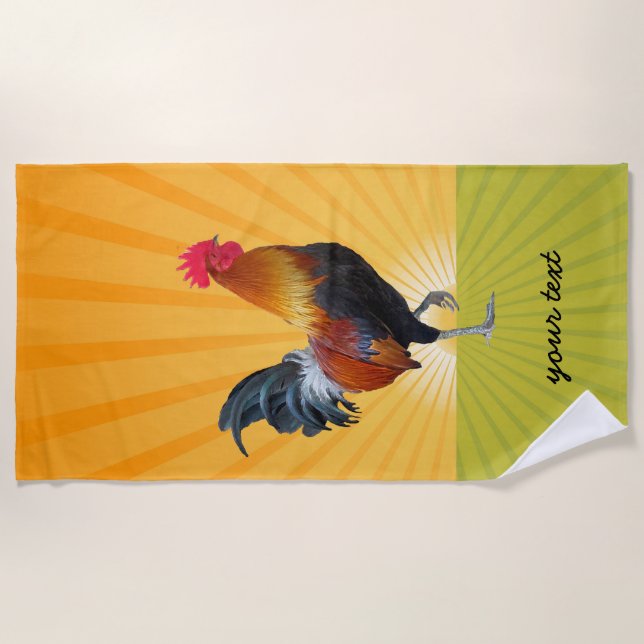Toalla de playa de diseño de gallo colorido (Anverso)