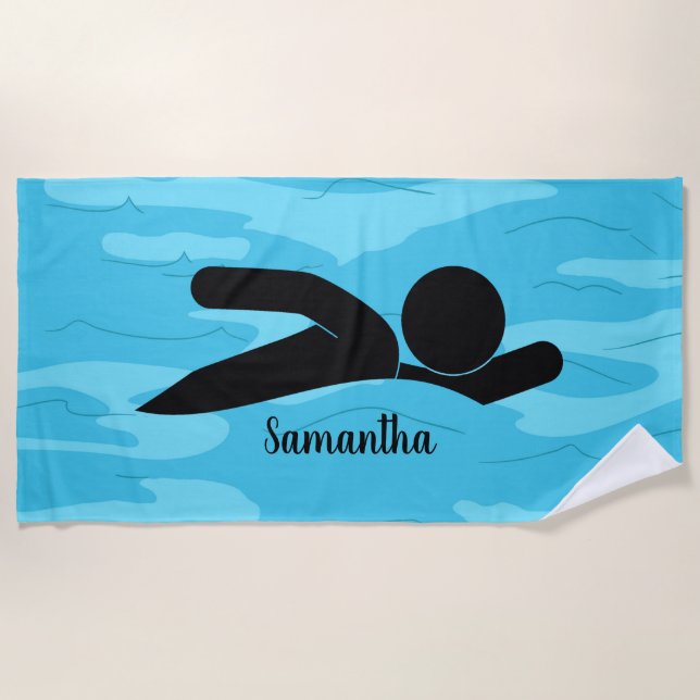 Toalla de playa de diseño de natación (Anverso)