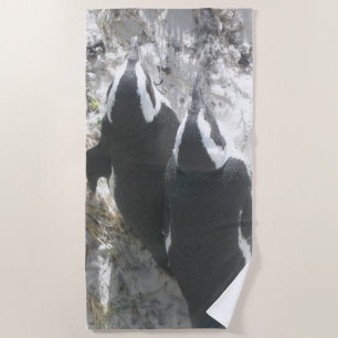 Toalla De Playa De Dos Pingüinos Cubiertos