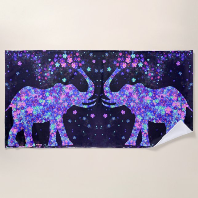 Toalla de playa de Elephant Flowers (Anverso)