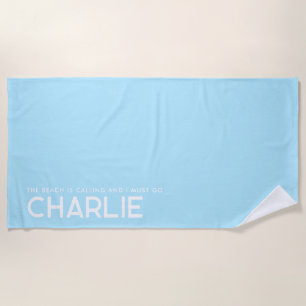 Toalla de playa de eslogan personalizada Sky Blue