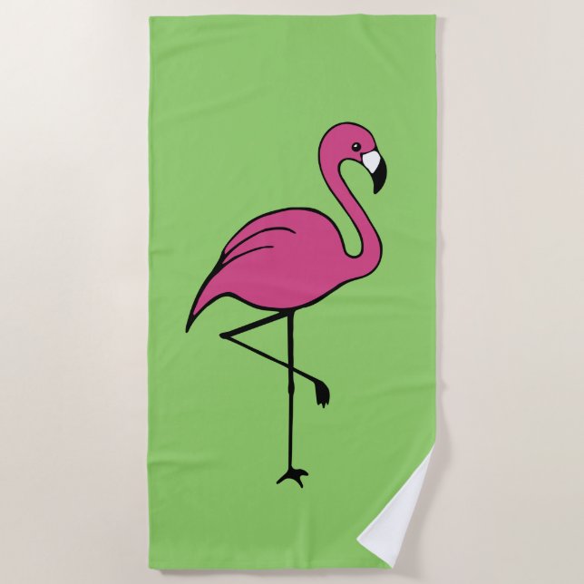 Toalla de playa de flamenco rosa retro regalo (Anverso)