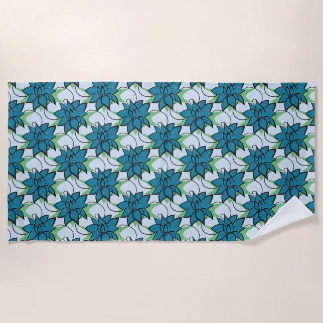 Toalla de playa de flor de loto azul (Anverso)