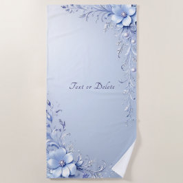 Toalla de Playa de Flores Ornamentadas Azules con 