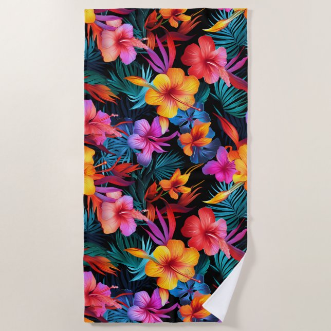 Toalla de playa de flores tropicales (Anverso)