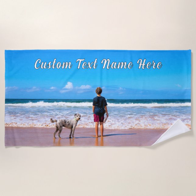 Toalla de playa de fotos con nombre de texto Perso (Anverso)