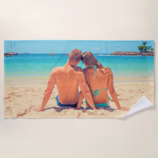 Toalla de playa de fotos personalizado con tus fot (Anverso)