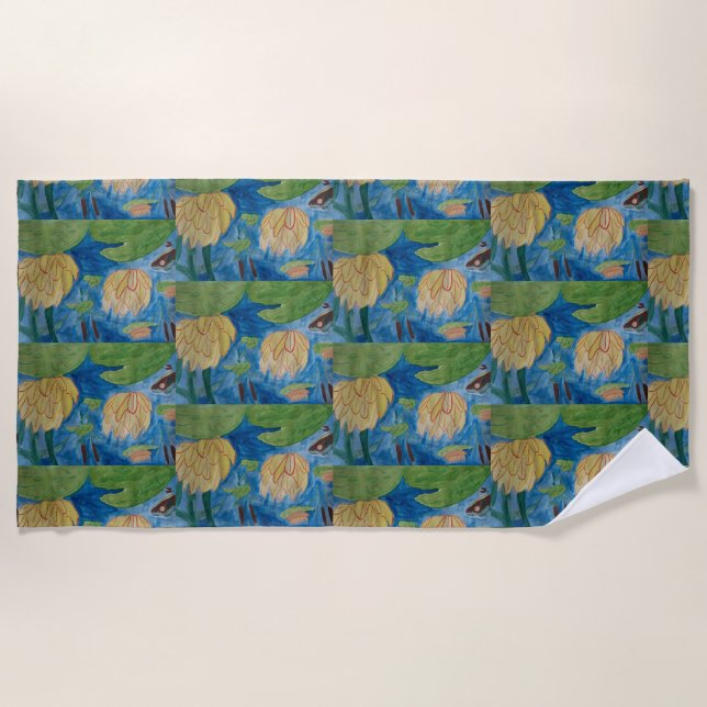 Toalla de playa de Frog & Waterlilies (Anverso)