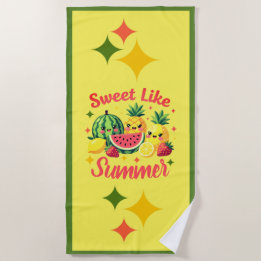 Toalla de playa de frutas tropicales lindas como e