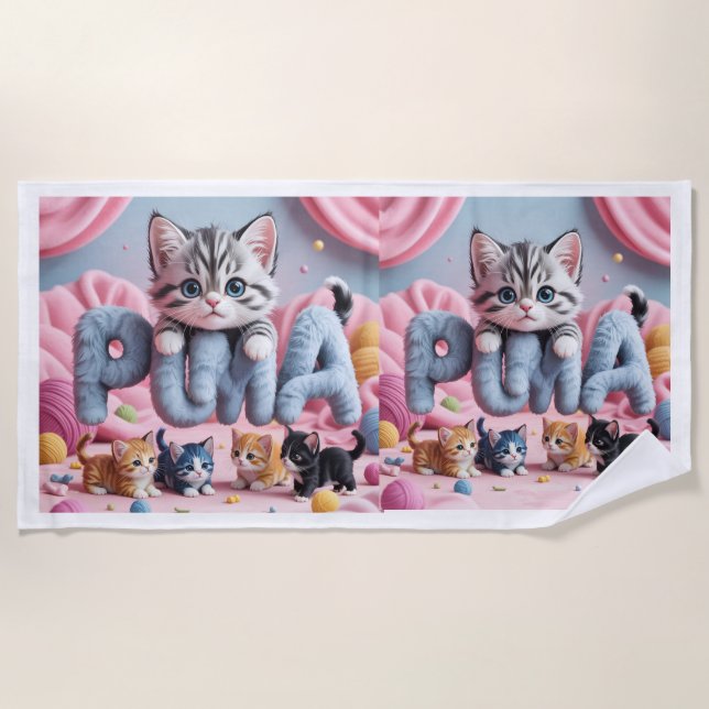 Toalla de playa de gatito lindo PURRMA (Anverso)