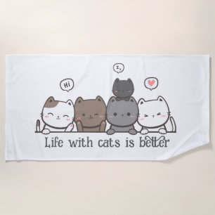 Toalla de playa de gato animada - regalos para los