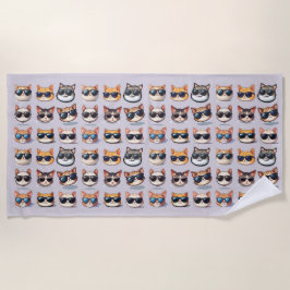 Toalla de playa de gato felino Frenzy Light Purple