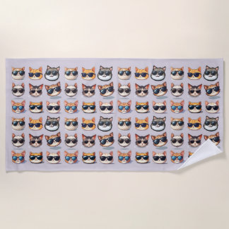 Toalla de playa de gato felino Frenzy Light Purple