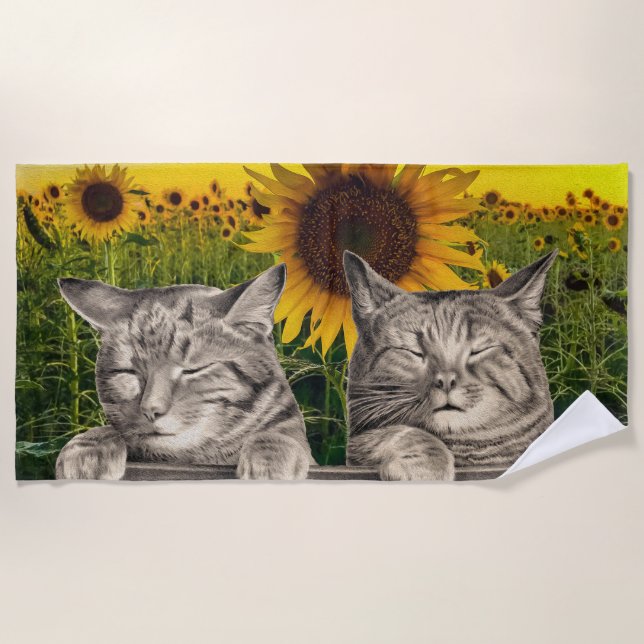 Toalla de playa de gatos somnolientos (Anverso)