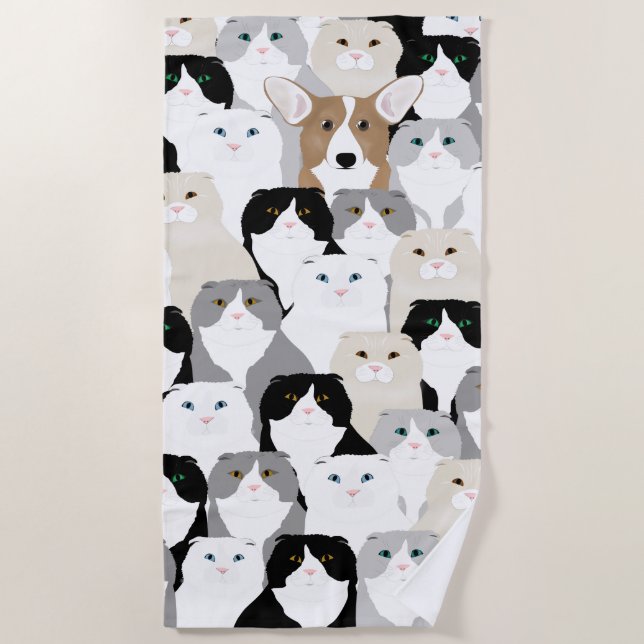 Toalla de playa de gatos y perros (Anverso)