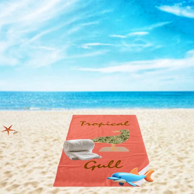 Toalla de playa de Gaviota Tropical (Relax on a traditional, style beach towel, with a tropical theme, this summer!)