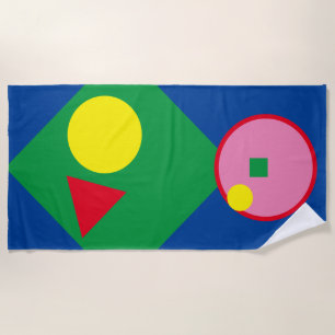 Toalla de playa de Geo Mod rosa, amarillo y amaril