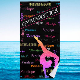 Toalla de playa de gimnasia con nombre de gimnasta