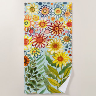toalla de playa de girasoles acuarela