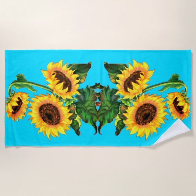 Toalla de playa de girasoles amarillos (Anverso)