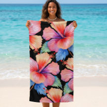 Toalla de playa de hibisco tropical