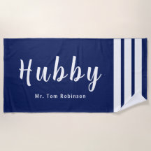 Toalla de playa de Hubby grande personalizada