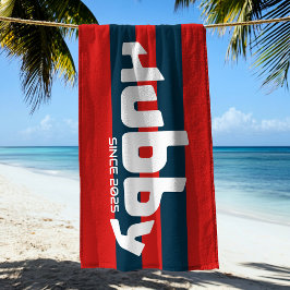 Toalla de playa de Hubby Newlyw Groom Red & Navy S