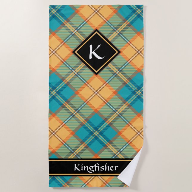 Toalla de playa de Kingfisher Tartan (Anverso)