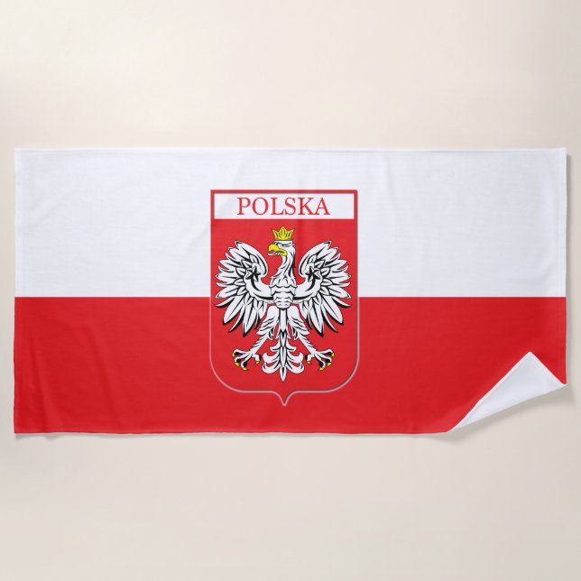 Toalla de playa de la bandera de Polonia (Anverso)