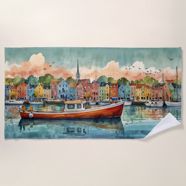 Toalla de playa de los barcos de acoplamiento (Anverso)