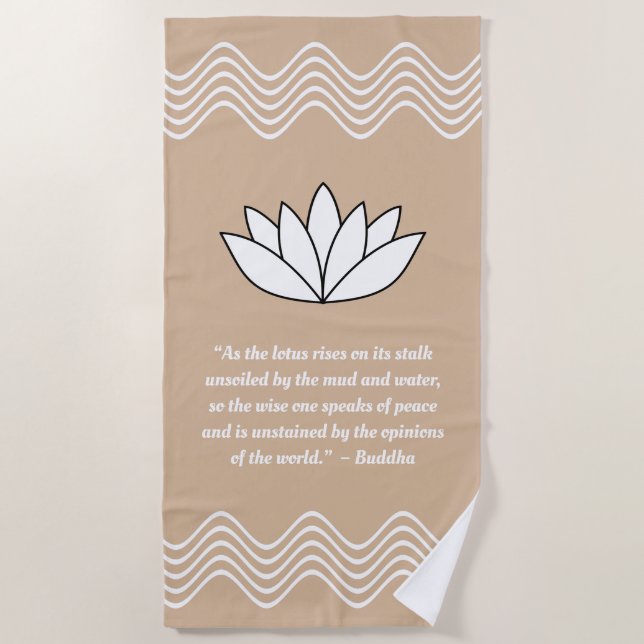 toalla de playa de Lotus Flower y Buddha Quote (Anverso)