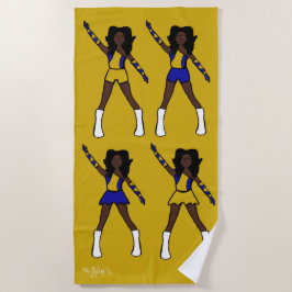Toalla de playa de majorette/bailarina (azul dorad