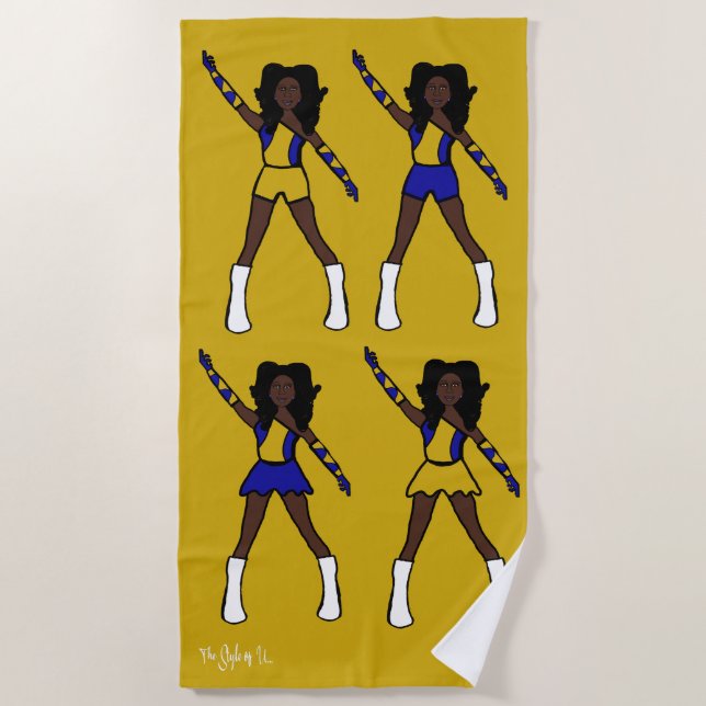 Toalla de playa de majorette/bailarina (azul dorad (Anverso)