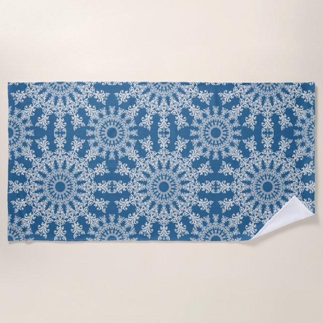 Toalla de playa de Mandala azul (Anverso)